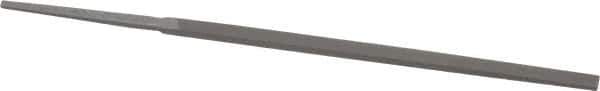 Grobet - 4" Standard Precision Swiss Pattern Narrow Pillar File - Double Cut, 3/16" Width Diam x 3/32" Thick, With Tang - Eagle Tool & Supply
