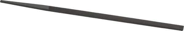 Grobet - 6" Standard Precision Swiss Pattern Narrow Pillar File - Double Cut, 1/4" Width Diam x 9/64" Thick, With Tang - Eagle Tool & Supply