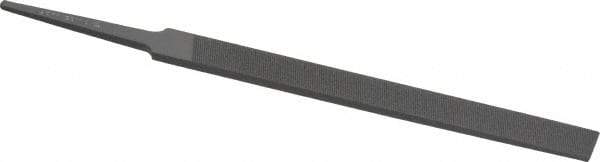 Grobet - 4" Standard Precision Swiss Pattern Regular Pillar File - Double Cut, 3/8" Width Diam x 1/8" Thick, With Tang - Eagle Tool & Supply