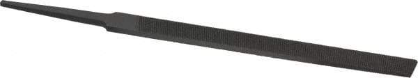 Grobet - 4" Standard Precision Swiss Pattern Regular Pillar File - Double Cut, 3/8" Width Diam x 1/8" Thick, With Tang - Eagle Tool & Supply