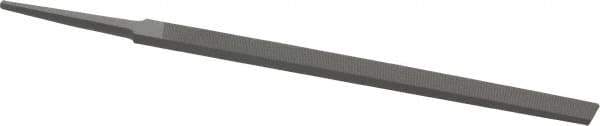 Grobet - 6" Standard Precision Swiss Pattern Regular Pillar File - Double Cut, 1/2" Width Diam x 11/64" Thick, With Tang - Eagle Tool & Supply