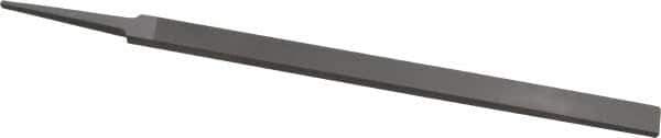 Grobet - 8" Standard Precision Swiss Pattern Regular Pillar File - Double Cut, 19/32" Width Diam x 13/64" Thick, With Tang - Eagle Tool & Supply