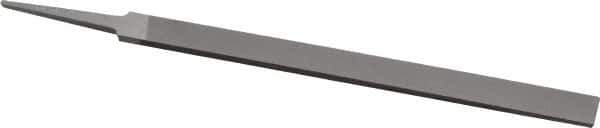 Grobet - 8" Standard Precision Swiss Pattern Regular Pillar File - Double Cut, 19/32" Width Diam x 13/64" Thick, With Tang - Eagle Tool & Supply