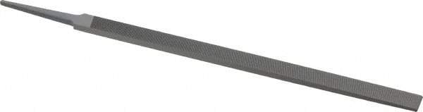 Grobet - 12" Standard Precision Swiss Pattern Regular Pillar File - Double Cut, 25/32" Width Diam x 9/32" Thick, With Tang - Eagle Tool & Supply