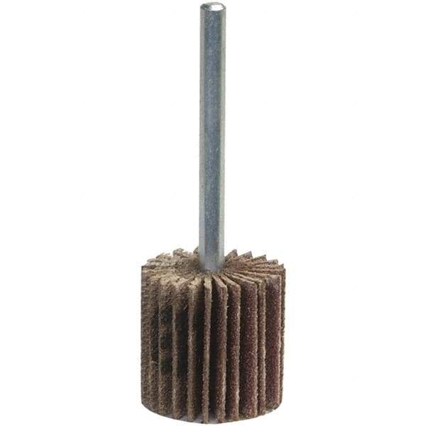 Norton - Mounted Flap Wheel - Coarse Grade, Aluminum Oxide, Coated, 1/4" Shank Mount, Cloth Backing - Eagle Tool & Supply