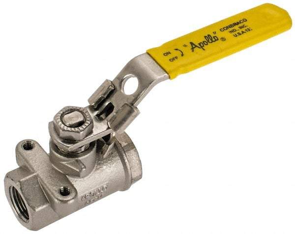 Apollo - 3/8" Pipe, Standard Port, Stainless Steel Standard Ball Valve - 2 Piece, NPT Ends, Locking Lever Handle, 600 WOG, 150 WSP - Eagle Tool & Supply