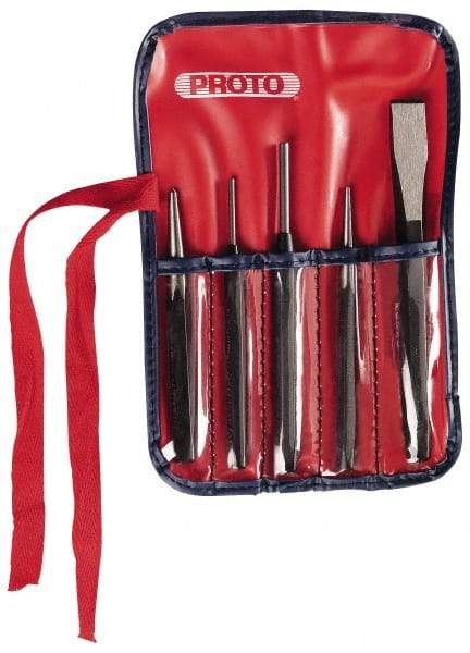 Proto - 5 Piece Punch & Chisel Set - 5/8" Chisel, Hex Shank - Eagle Tool & Supply