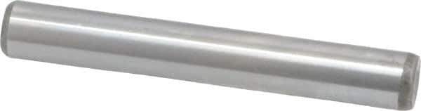 Made in USA - 1/4" Diam x 1-3/4" Pin Length Grade 8 Alloy Steel Standard Dowel Pin - Bright Finish, C 47-58 & C 60 (Surface) Hardness, 14,720 Lb (Double Shear), 7,360 Lb (Single Shear) Breaking Strength, 1 Beveled & 1 Rounded End - Eagle Tool & Supply