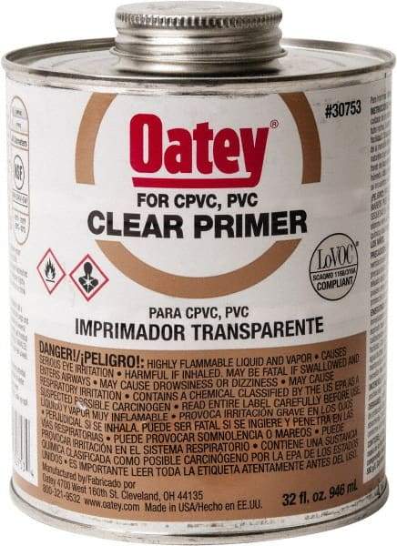 Oatey - 32 oz All Purpose Primer/Cleaner - Clear, Use with PVC - Eagle Tool & Supply