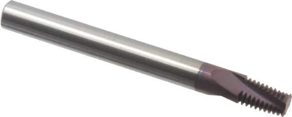Carmex - 1/8-27 NPTF, 1/4" Cutting Diam, 3 Flute, Solid Carbide Helical Flute Thread Mill - Internal/External Thread, 0.39" LOC, 2-1/2" OAL, 1/4" Shank Diam - Eagle Tool & Supply