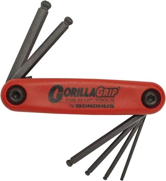 Bondhus - 6 Piece Fold-Up Hex Key Set - Hex Range 2 to 6mm, Protanium High Torque Steel - Eagle Tool & Supply