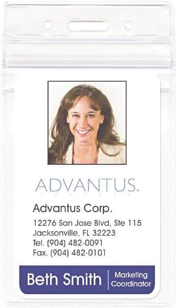ADVANTUS - Clip-On Badge Holder - Clear - Eagle Tool & Supply