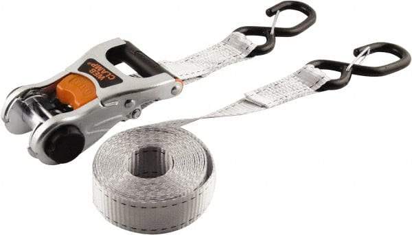 Erickson Manufacturing - 12' Long x 1-1/4" Wide, 2,000 Lb Basket Capacity, Polyester Web Sling - Gray - Eagle Tool & Supply