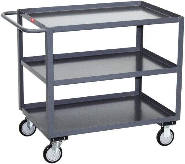 Jamco - 1,200 Lb Capacity, 18" Wide x 24" Long x 35" High Service Cart - 3 Shelf, Steel, 2 Rigid/2 Swivel Casters - Eagle Tool & Supply