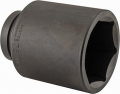 Proto - 1" Drive 75mm Deep Impact Socket - 6 Points, 5-1/4" OAL - Eagle Tool & Supply