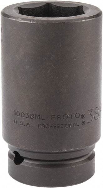 Proto - 1" Drive 38mm Deep Impact Socket - 6 Points, 4" OAL - Eagle Tool & Supply
