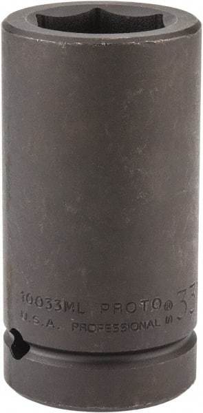 Proto - 1" Drive 33mm Deep Impact Socket - 6 Points, 4" OAL - Eagle Tool & Supply