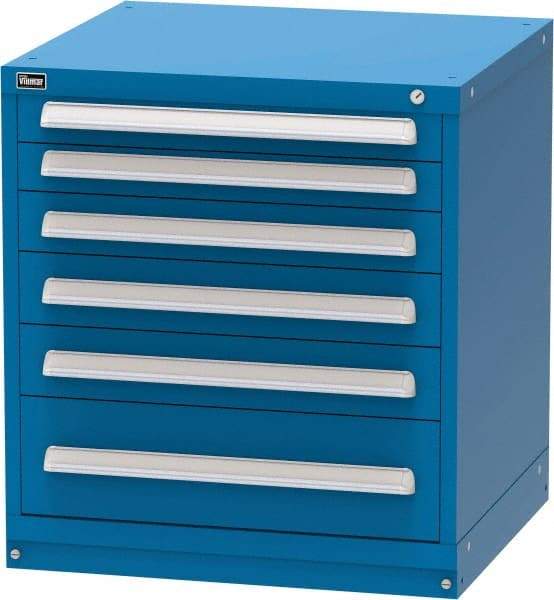Vidmar - 6 Drawer, Modular Storage Cabinet - Steel, 30" Wide x 27-3/4" Deep x 33" High, Blue - Eagle Tool & Supply