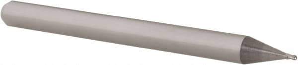 Accupro - 0.024" Diam, 0.036" LOC, 4 Flute Solid Carbide Ball End Mill - Uncoated, Single End, 1-1/2" OAL, 1/8" Shank Diam, Spiral Flute - Eagle Tool & Supply