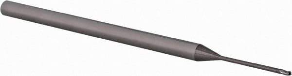 Accupro - 0.035" Diam, 0.052" LOC, 3 Flute Solid Carbide Ball End Mill - Uncoated, Single End, 2-1/2" OAL, 1/8" Shank Diam, Spiral Flute - Eagle Tool & Supply
