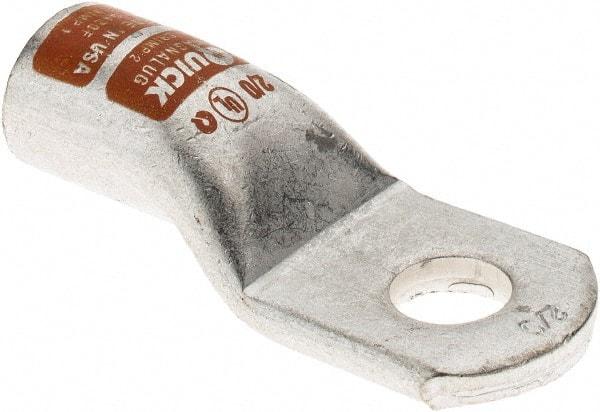Made in USA - 2/0 AWG Noninsulated Crimp Connection D Shaped Ring Terminal - 3/8" Stud, Tin Plated Copper Contact - Eagle Tool & Supply