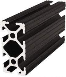80/20 Inc. - 72 Inches Long x 1 Inch Wide x 2 Inches High, T Slotted Aluminum Extrusion - 0.7914 Square Inches, Black Anodized Finish - Eagle Tool & Supply