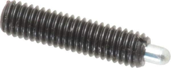 Vlier - 10-32, 3/4" Thread Length, 1/8" Plunger Projection, Steel Threaded Spring Plunger - 0.091 - 0.092" Max Plunger Diam, 3/4" Plunger Length, 1.3 Lb Init End Force, 2.7 Lb Final End Force - Eagle Tool & Supply
