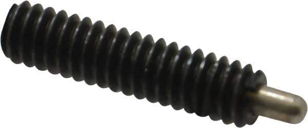 Vlier - 1/4-20, 1" Thread Length, 3/16" Plunger Projection, Steel Threaded Spring Plunger - 0.117 - 0.118" Max Plunger Diam, 1" Plunger Length, 1 Lb Init End Force, 4 Lb Final End Force - Eagle Tool & Supply