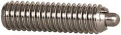 Vlier - M6 x 1.0, 0.787" Thread Length, 0.098" Plunger Projection, Stainless Steel Threaded Spring Plunger - 0.106" Max Plunger Diam, 0.787" Plunger Length, 4.05 Lb Init End Force, 11.24 Lb Final End Force - Eagle Tool & Supply