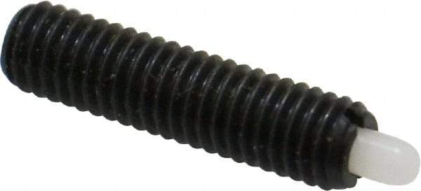 Vlier - 10-32, 3/4" Thread Length, 1/8" Plunger Projection, Steel Threaded Spring Plunger - 0.09 - 0.092" Max Plunger Diam, 3/4" Plunger Length, 1.3 Lb Init End Force, 2.7 Lb Final End Force - Eagle Tool & Supply