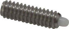 Vlier - 1/4-20, 3/4" Thread Length, 1/8" Plunger Projection, Stainless Steel Threaded Spring Plunger - 0.116 - 0.118" Max Plunger Diam, 3/4" Plunger Length, 2 Lb Init End Force, 9 Lb Final End Force - Eagle Tool & Supply