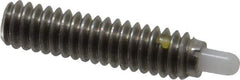 Vlier - 1/4-20, 1" Thread Length, 3/16" Plunger Projection, Stainless Steel Threaded Spring Plunger - 0.116 - 0.118" Max Plunger Diam, 1" Plunger Length, 3 Lb Init End Force, 13 Lb Final End Force - Eagle Tool & Supply