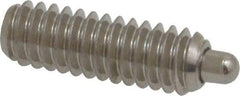 Vlier - 1/4-20, 3/4" Thread Length, 1/8" Plunger Projection, Stainless Steel Threaded Spring Plunger - 0.117 - 0.118" Max Plunger Diam, 3/4" Plunger Length, 2 Lb Init End Force, 9 Lb Final End Force, 0.079" Hex - Eagle Tool & Supply