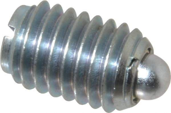 Vlier - 1/2-13, 3/4" Thread Length, 0.151" Plunger Projection, Steel Threaded Spring Plunger - 1/4" Max Plunger Diam, 0.75" Plunger Length, 1.75 Lb Init End Force, 5.5 Lb Final End Force - Eagle Tool & Supply