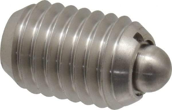 Vlier - 1/2-13, 3/4" Thread Length, 0.151" Plunger Projection, Stainless Steel Threaded Spring Plunger - 1/4" Max Plunger Diam, 0.75" Plunger Length, 5 Lb Init End Force, 28 Lb Final End Force - Eagle Tool & Supply