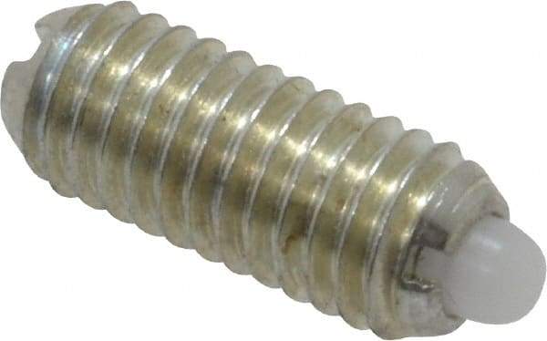 Vlier - 10-32, 0.468" Thread Length, 0.065" Plunger Projection, Steel Threaded Spring Plunger - 0.093" Max Plunger Diam, 0.468" Plunger Length, 1.75 Lb Init End Force, 6.25 Lb Final End Force - Eagle Tool & Supply