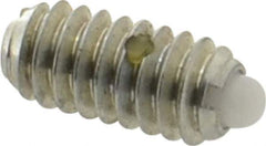 Vlier - 1/4-20, 17/32" Thread Length, 0.078" Plunger Projection, Steel Threaded Spring Plunger - 0.119" Max Plunger Diam, 0.531" Plunger Length, 3 Lb Init End Force, 10.5 Lb Final End Force - Eagle Tool & Supply