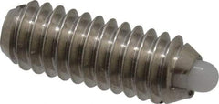Vlier - 8-32, 7/16" Thread Length, 0.052" Plunger Projection, Stainless Steel Threaded Spring Plunger - 0.07" Max Plunger Diam, 0.437" Plunger Length, 0.5 Lb Init End Force, 1.5 Lb Final End Force - Eagle Tool & Supply