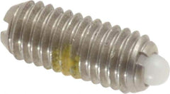 Vlier - 10-32, 0.468" Thread Length, 0.065" Plunger Projection, Stainless Steel Threaded Spring Plunger - 0.093" Max Plunger Diam, 0.468" Plunger Length, 0.75 Lb Init End Force, 2.5 Lb Final End Force - Eagle Tool & Supply