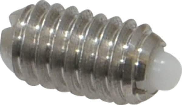 Vlier - 5/16-18, 9/16" Thread Length, 1/12" Plunger Projection, Stainless Steel Threaded Spring Plunger - 0.135" Max Plunger Diam, 0.562" Plunger Length, 3.75 Lb Init End Force, 15.5 Lb Final End Force - Eagle Tool & Supply