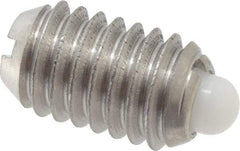 Vlier - 3/8-16, 5/8" Thread Length, 0.11" Plunger Projection, Stainless Steel Threaded Spring Plunger - 0.186" Max Plunger Diam, 0.625" Plunger Length, 4.5 Lb Init End Force, 18.5 Lb Final End Force - Eagle Tool & Supply