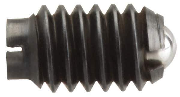 Vlier - 5/8-11, 0.375" Ball Diam, 0.984" Body Length, 0.096" Max Ball Reach, Threaded Ball Plunger - Steel Body, Steel Ball, 4.5 Lb Initial End Force, 9 Lb Final End Force, Locking Element - Eagle Tool & Supply