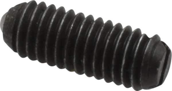 Vlier - 10-32, 0.094" Ball Diam, 0.513" Body Length, 0.025" Max Ball Reach, Threaded Ball Plunger - Steel Body, Steel Ball, 1.5 Lb Initial End Force, 3 Lb Final End Force, Locking Element - Eagle Tool & Supply