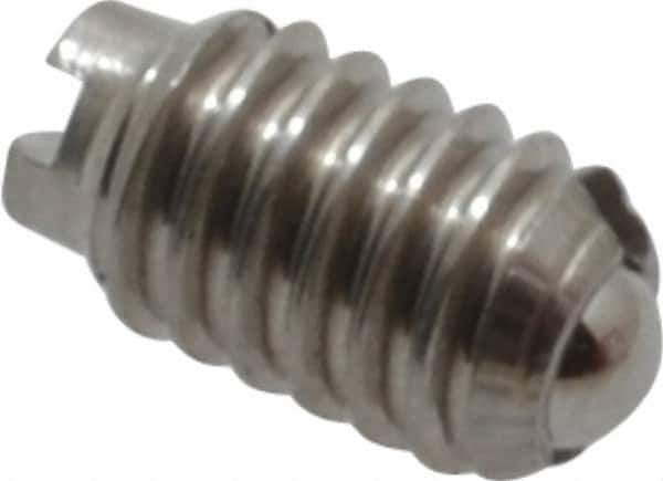 Vlier - 4-48, 0.062" Ball Diam, 0.187" Body Length, 0.02" Max Ball Reach, Threaded Ball Plunger - Stainless Steel Body, Stainless Steel Ball, 0.13 Lb Initial End Force, 0.5 Lb Final End Force - Eagle Tool & Supply