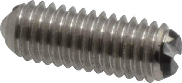 Vlier - 10-32, 0.094" Ball Diam, 0.513" Body Length, 0.025" Max Ball Reach, Threaded Ball Plunger - Stainless Steel Body, Stainless Steel Ball, 1.5 Lb Initial End Force, 3 Lb Final End Force - Eagle Tool & Supply