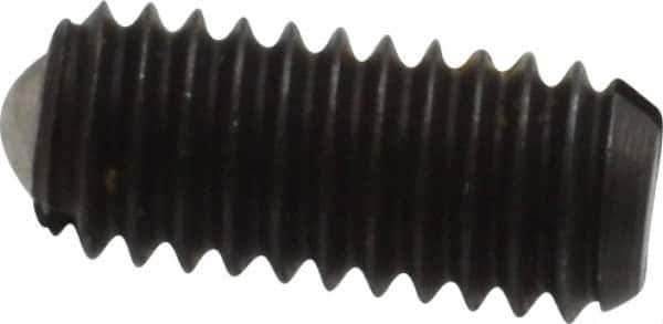 Vlier - M4x0.7, 2.5mm Ball Diam, 9mm Body Length, 0.8mm Max Ball Reach, Threaded Ball Plunger - Steel Body, Steel Ball, 0.9 Lb Initial End Force, 2.25 Lb Final End Force, Locking Element - Eagle Tool & Supply