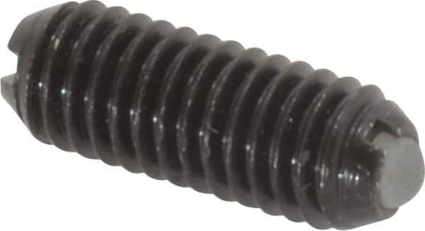 Vlier - 10-32, 0.094" Ball Diam, 0.513" Body Length, 0.025" Max Ball Reach, Threaded Ball Plunger - Steel Body, Nylon Ball, 1.5 Lb Initial End Force, 3 Lb Final End Force - Eagle Tool & Supply