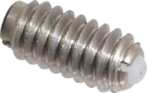 Vlier - 1/4-20, 0.125" Ball Diam, 0.531" Body Length, 0.035" Max Ball Reach, Threaded Ball Plunger - Stainless Steel Body, Nylon Ball, 3 Lb Initial End Force, 7 Lb Final End Force, Locking Element - Eagle Tool & Supply