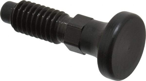 Vlier - 3/8-16, 1/4" Max Plunger Diam, 0.25 Lb Init to 2 Lb Final End Force, Knob Handle Plunger - Delrin Knob, 0.94" Body Length, 3/4" Length Under Head/Shoulder, 0.18" Plunger Projection - Eagle Tool & Supply