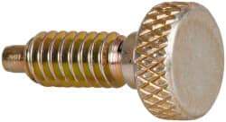 Vlier - 1/4-20, 1/2" Thread Length, 0.123" Max Plunger Diam, 1 Lb Init to 4 Lb Final End Force, Knob Handle Plunger - Knurled Knob, 0.79" Body Length, 1/2" Length Under Head/Shoulder, 1/8" Plunger Projection - Eagle Tool & Supply